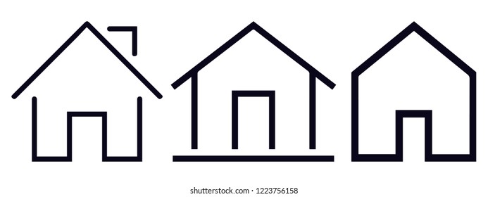 Set of real estate and home thin line icons.