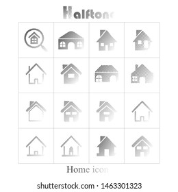 Set of real estate and homes halftone icons.for business, banking, contact, social media, technology.Premium symbols isolated on a white background.Vector illustration.Eps10