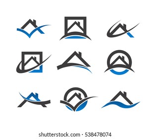 Set of real estate house roof icons