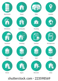 Set of real estate icon in flat design. Property Insurance. Vector, Illustration