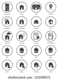 Set of real estate icon in flat design. Property Insurance. Vector, Illustration