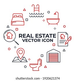 Set of Real Estate icon. Real Estate property, mortgage pack symbol template for graphic and web design collection logo vector illustration