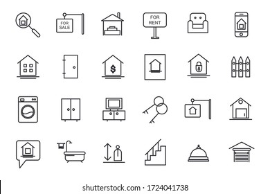 Set real estate icon template for graphic and web design collection. real estate pack symbol logo vector illustration