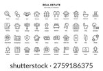 Set of real estate icons with editable stroke