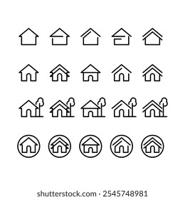 set of real estate line icons