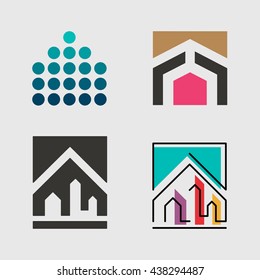 Set real estate logo. Collection of house icons. Property symbols. Vector illustration.