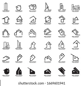 Set of Real estate logo design.  modern and elegant style design. bussines logo design template
