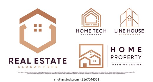 Set of real estate logo design inspiration for business with creative modern concept Premium Vector