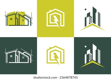 Set of real estate logo design element vector icon with creative idea
