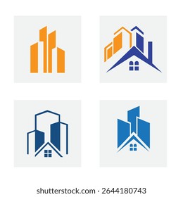 Set of Real Estate Logo Design Concept With House and Building Symbol Vector Template