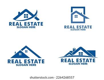 Set of Real Estate logo, Flat Vector Logo Design Template Element for Construction Architecture Building and Real estate logo