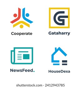 Set of real estate logo icons. Vector illustration of a house, letter G and house logo. Corporate logo design template pack.