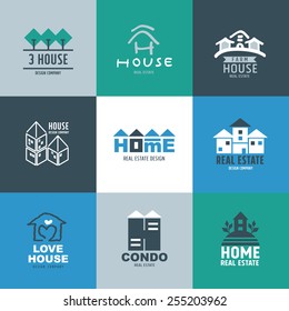 Set of Real estate Logo and Signs - freehand drawing vector illustration