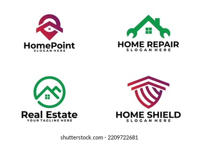 set of real estate logo vector design template