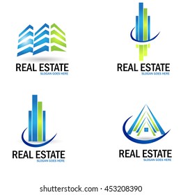 Set real estate logo vector
