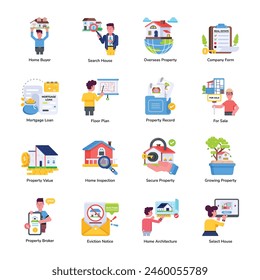 Set of Real Estate Market Flat Icons 