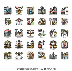 Set of real estate thin line and pixel perfect icons for any web and app project. 
