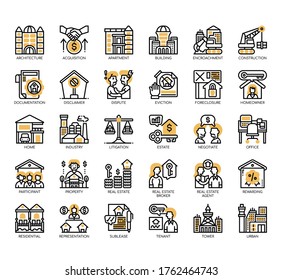 Set of real estate thin line and pixel perfect icons for any web and app project. 