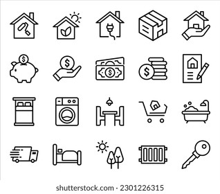 Set of Real Estate Thin Line Icons - EDITABLE STROKE - EPS Vector