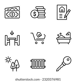 Set of Real Estate Thin Line Icons - EDITABLE STROKE - EPS Vector	