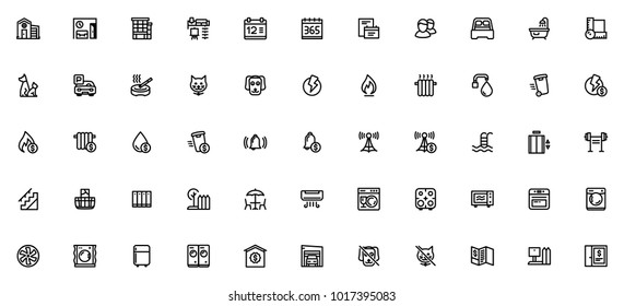 Set of Real Estate vector icons. Contain icons such as Home, Bedroom, Bathroom, Kitchen, Stairs, Plan and more.