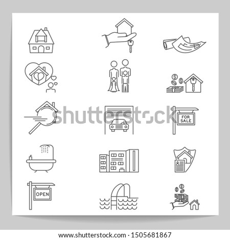 Set of real estate , vector icons .