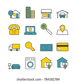 Set of real estate vector line icons for web, print, mobile apps