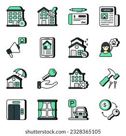 Set of real estate vectors  icons is here with editable quality. 