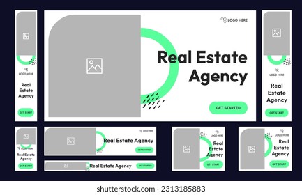 set of real estate web banner template design for social media posts, fully editable vector eps 10 file format