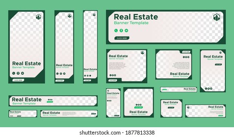 Set of Real Estate web banners with standard size and place for photos. Vertical, horizontal and square template. vector EPS 10