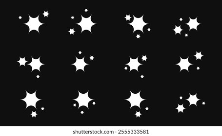 Set of real star decoration, sparkling fireworks