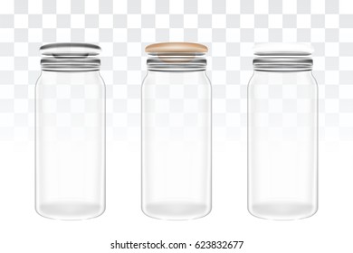a set of  real transparent glass jar bottle