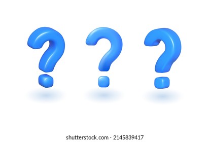 set Realistic 3d blue question mark with a different point of view svg