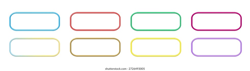Conjunto de Botones 3D realistas y bordes de marco para Diseño web, App, juegos y diseños de interfaz. Colección de Elementos de interfaz de usuario moderna
