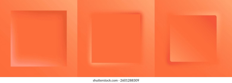 Set of realistic 3d geometric frame. Red square borders collection