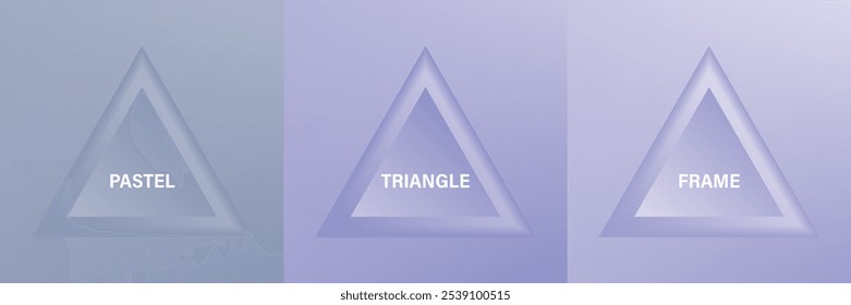 Set of realistic 3d geometric triangle frame. Collection of Minimal frames background with copy space. Top view for product display. Vector illustration