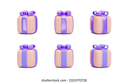 Set of realistic 3d gifts box. Holiday decoration presents. Festive gift surprise. Vector illustration