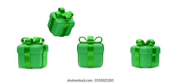 Set of realistic 3d gifts box. Holiday decoration presents. Festive gift surprise. Decor Isolated boxes. vector illustration.