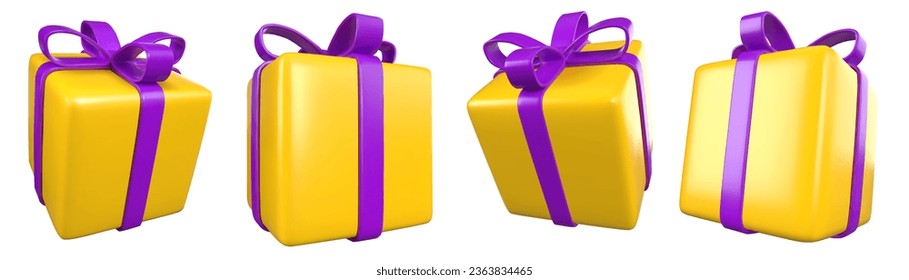 Juego de realistas cajas de regalos 3d. La decoración de vacaciones es un regalo. Sorpresa de regalo festivo. Ilustración del vector