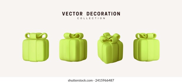 Set von realistischen 3D Geschenkbox. Feiertagsdekoration präsentiert sich. Feierliche Geschenküberraschung. Dekor Einzelne Kisten. Vektorgrafik