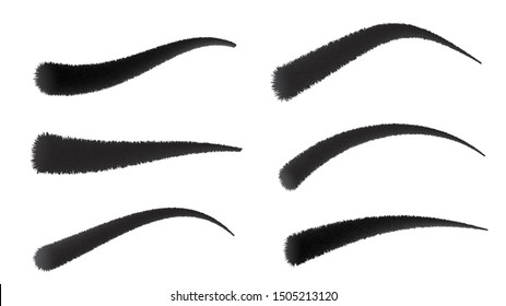 Set of realistic 3d human eyebrows different form isolated on white background. Vector fashion illustration.