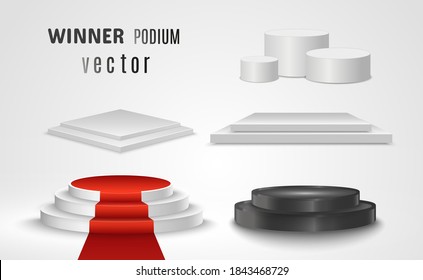 
Conjunto de podios o plataformas 3D realistas.Ilustración vectorial.