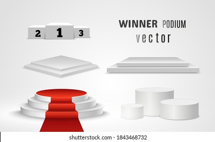 
Set of realistic 3D podiums or platforms.Vector illustration.