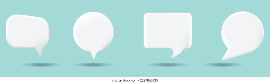 Set of realistic 3D speech bubble vector illustration. Dialog, talk, speech, think text frame vector in 3D organic shape with shadow. Design suitable for comic text, sticker, banner, chat icon. - Shutterstock ID 2227863835