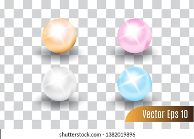 set of realistic 3d vector colorful of pearls