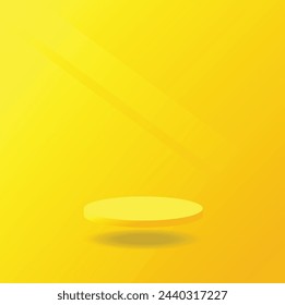 Set of realistic 3d yellow, podium floating in abstract room with sphere ball flying. Vector geometric forms. Minimal scene for mockup products stage for showcase, Promotion display.