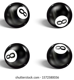 Set of realistic 8 ball. Isolated on a white background