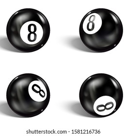 Set of realistic 8 ball. Isolated on a white background