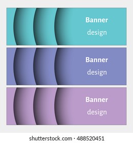 Set of realistic abstract banners with shadows. Web banners set. Creative design. Vector illustration.