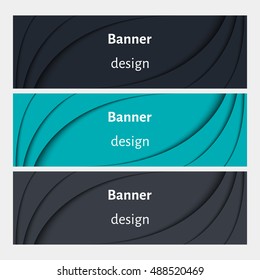 Set of realistic abstract banners with shadows. Web banners set. Creative design. Vector illustration.